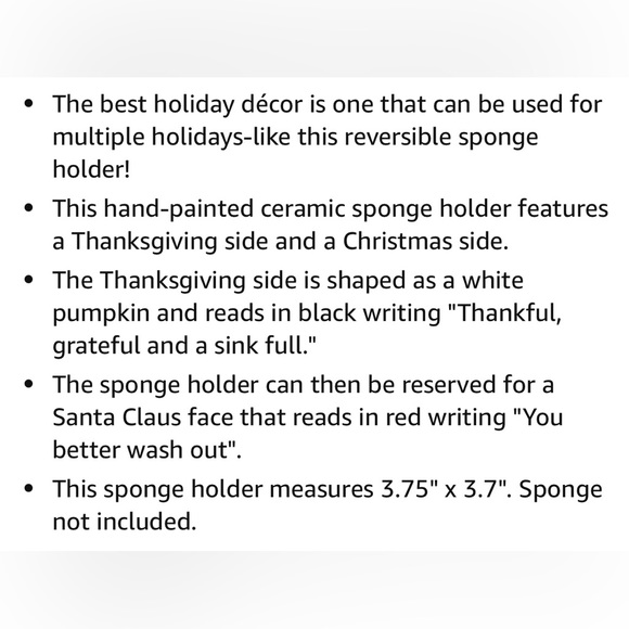 MUD PIE➕NEW Reversible Thanksgiving & Christmas Sponge Holder - Picture 5 of 5